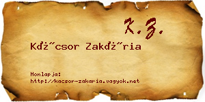 Kácsor Zakária névjegykártya